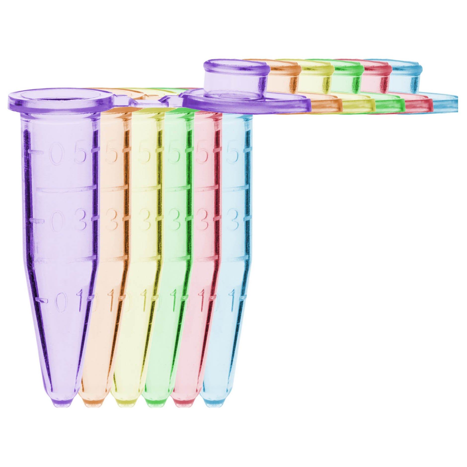 SureSeal S 0.5mL Sterile Microcentrifuge Tube - Assorted Colors (10 Packs of 500/Pack)