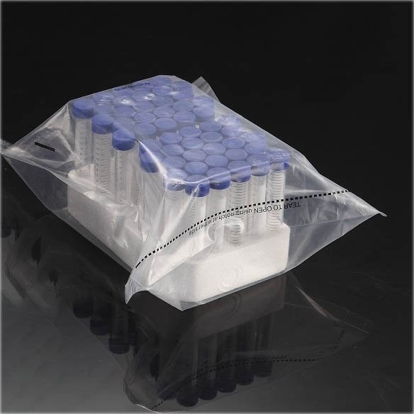15mL Sterile Centrifuge Tube with Flat Screw Cap - 50/Foam Rack in Sterile Bag (10 Racks)