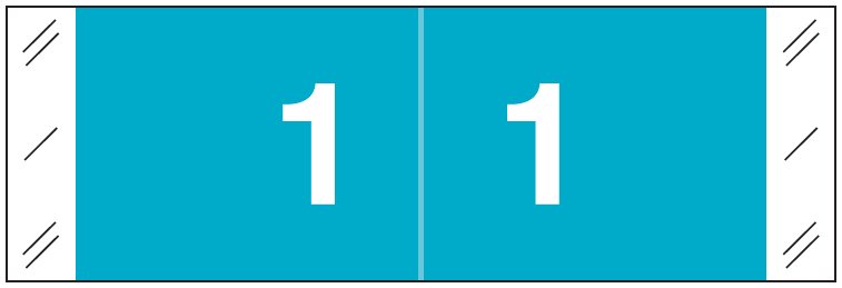Tabbies 11850 Match CBNM Series Numeric Roll Labels - Number 1 - Light Blue