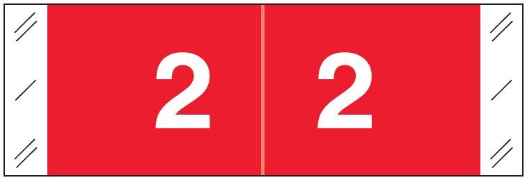 Tabbies 11850 Match CBNM Series Numeric Roll Labels - Number 2 - Red