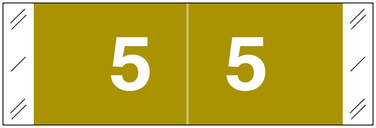 Tabbies 11850 Match CBNM Series Numeric Roll Labels - Number 5 - Gold
