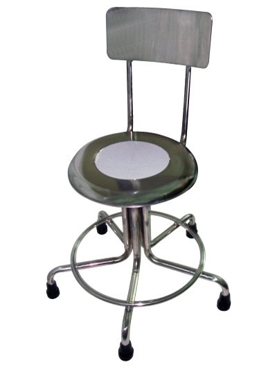 MRI Non-Magnetic Stainless Steel Stool with Backrest & Rubber Tips - 15