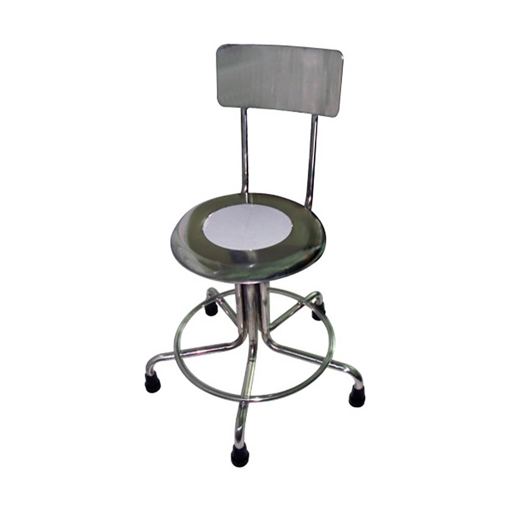 MRI Non-Magnetic Stainless Steel Stool with Backrest & Rubber Tips - 15
