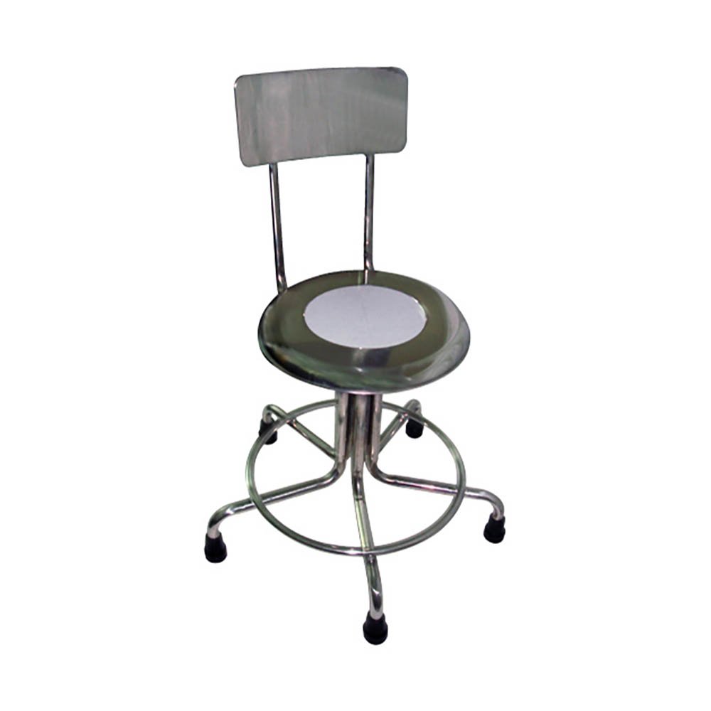 MRI Non-Magnetic Stainless Steel Stool with Backrest & Rubber Tips - 21