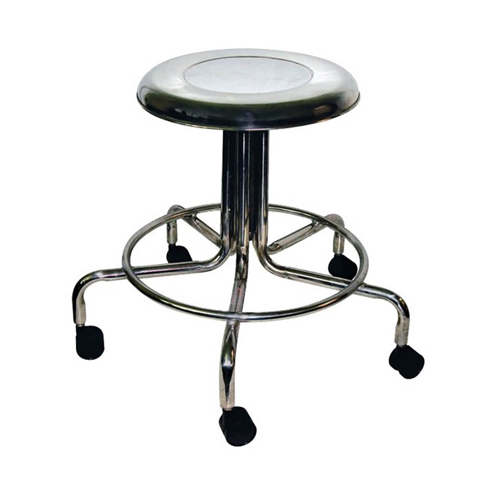 MRI Non-Magnetic Stainless Steel Stool with Dual Wheel Casters - No Backrest - Height Adjustable 15