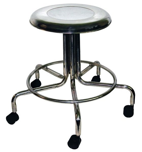 MRI Non-Magnetic Stainless Steel Stool with Dual Wheel Casters - No Backrest - Height Adjustable 21