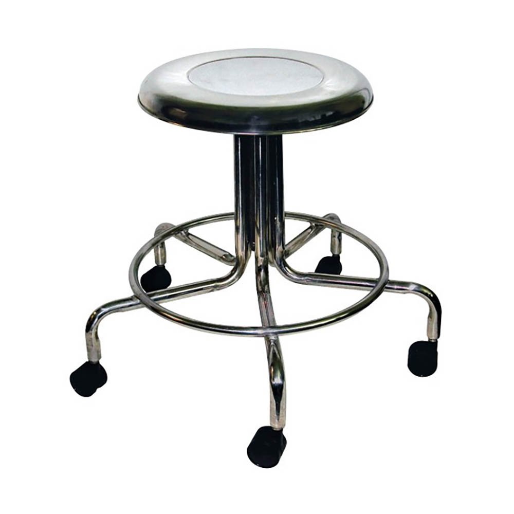 MRI Non-Magnetic Stainless Steel Stool with Dual Wheel Casters - No Backrest - Height Adjustable 21