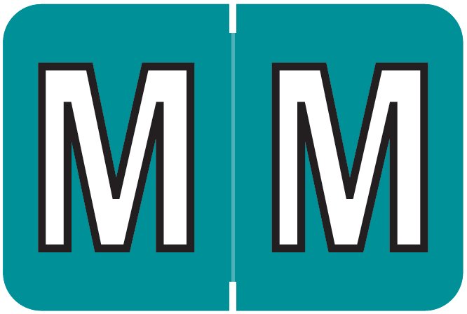 Colwell Jewel Tone Match COAM Series Alpha Roll Labels - Letter M - Teal Label