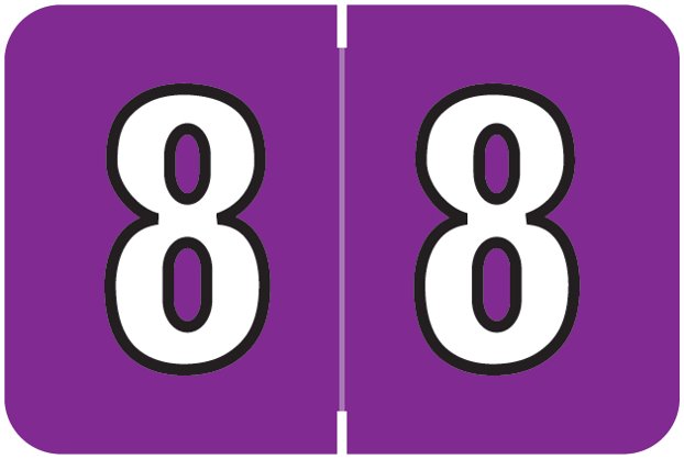 Colwell Jewel Match CONM Series Numeric Roll Labels - Number 8 - Grape