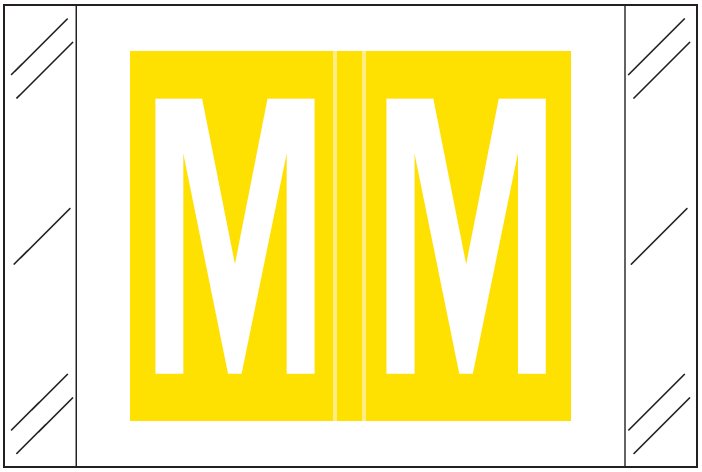 Tabbies 12000 Match CRAM Series Alpha Roll Labels - Letter M - Yellow Label