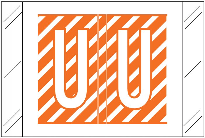 Tabbies 12000 Match CRAM Series Alpha Roll Labels - Letter U - Orange and White Label