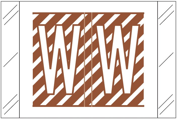 Tabbies 12000 Match CRAM Series Alpha Roll Labels - Letter W - Brown and White Label