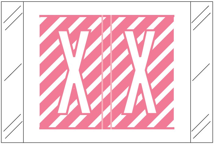 Tabbies 12000 Match CRAM Series Alpha Roll Labels - Letter X - Pink and White Label