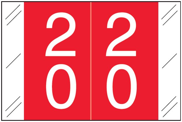 Tabbies 11200 Match CRDM Series Numeric Roll Labels - Number 20 To 29 - Red