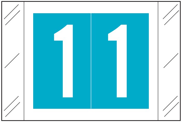 Tabbies 11000 Match CRNM Series Numeric Roll Labels - Number 1 - Light Blue