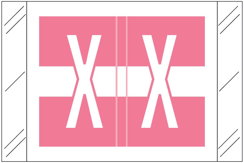 Tabbies 12030 Match CXAM Series Alpha Roll Labels - Letter X - Pink and White Label