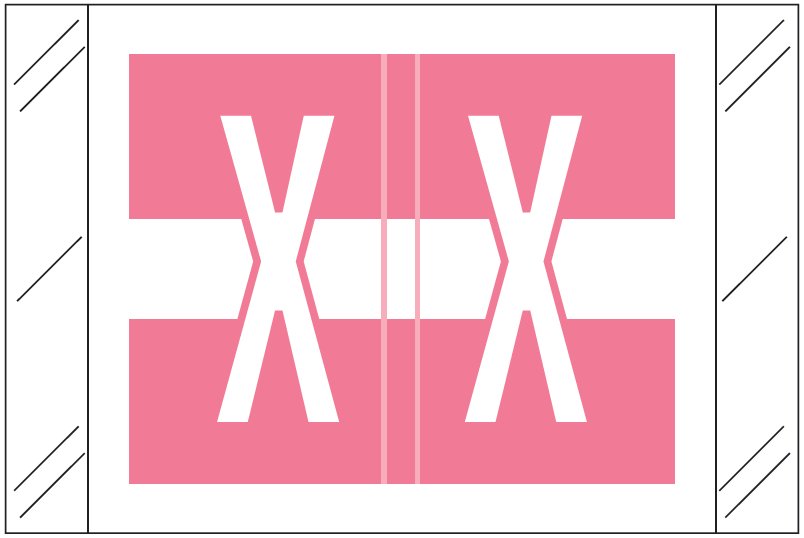 Tabbies 12030 Match CXAM Series Alpha Roll Labels - Letter X - Pink and White Label