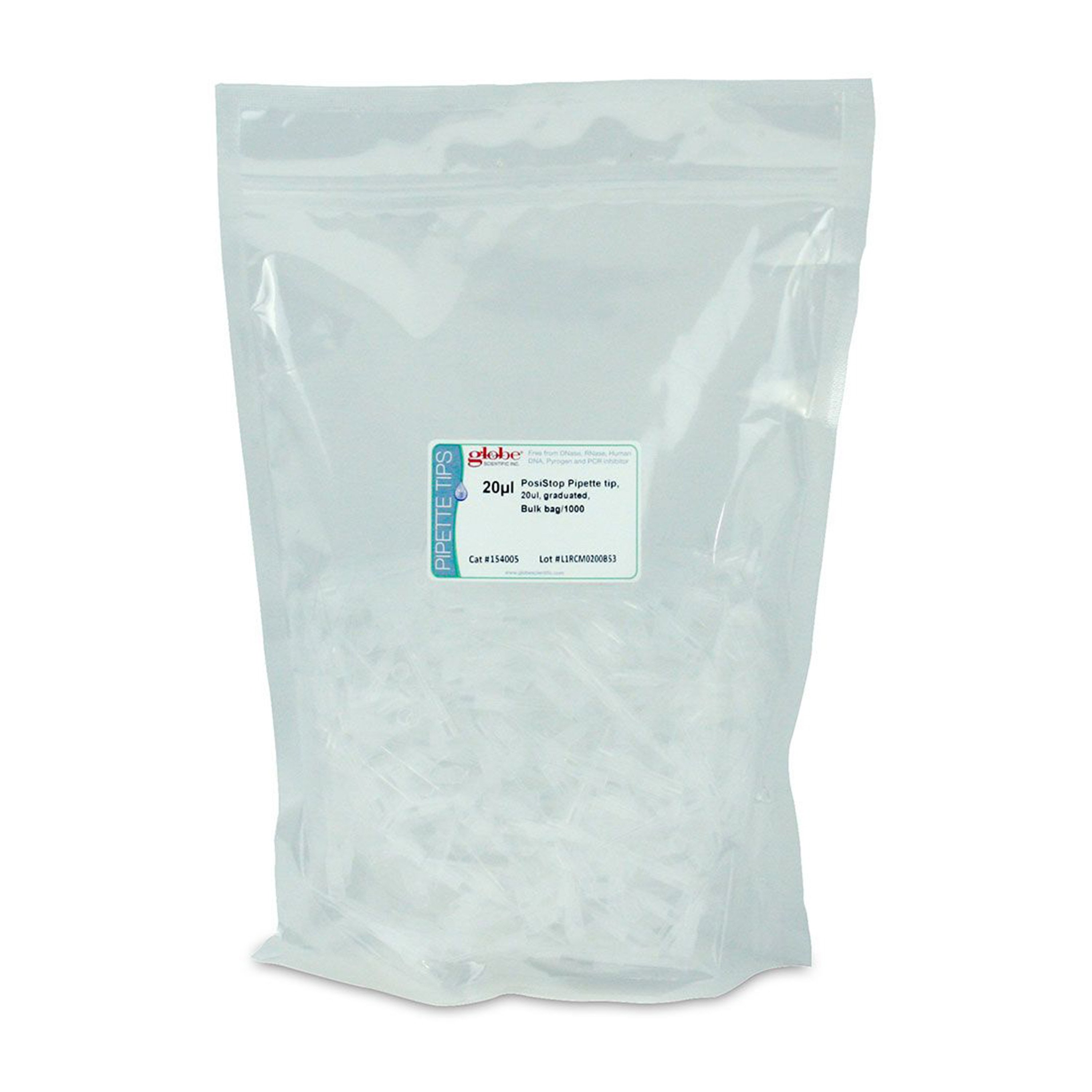 Diamond™ PosiStop™ Graduated Pipette Tip, Non-Sterile, Bulk Packaging - 20 uL (Bag of 1000)