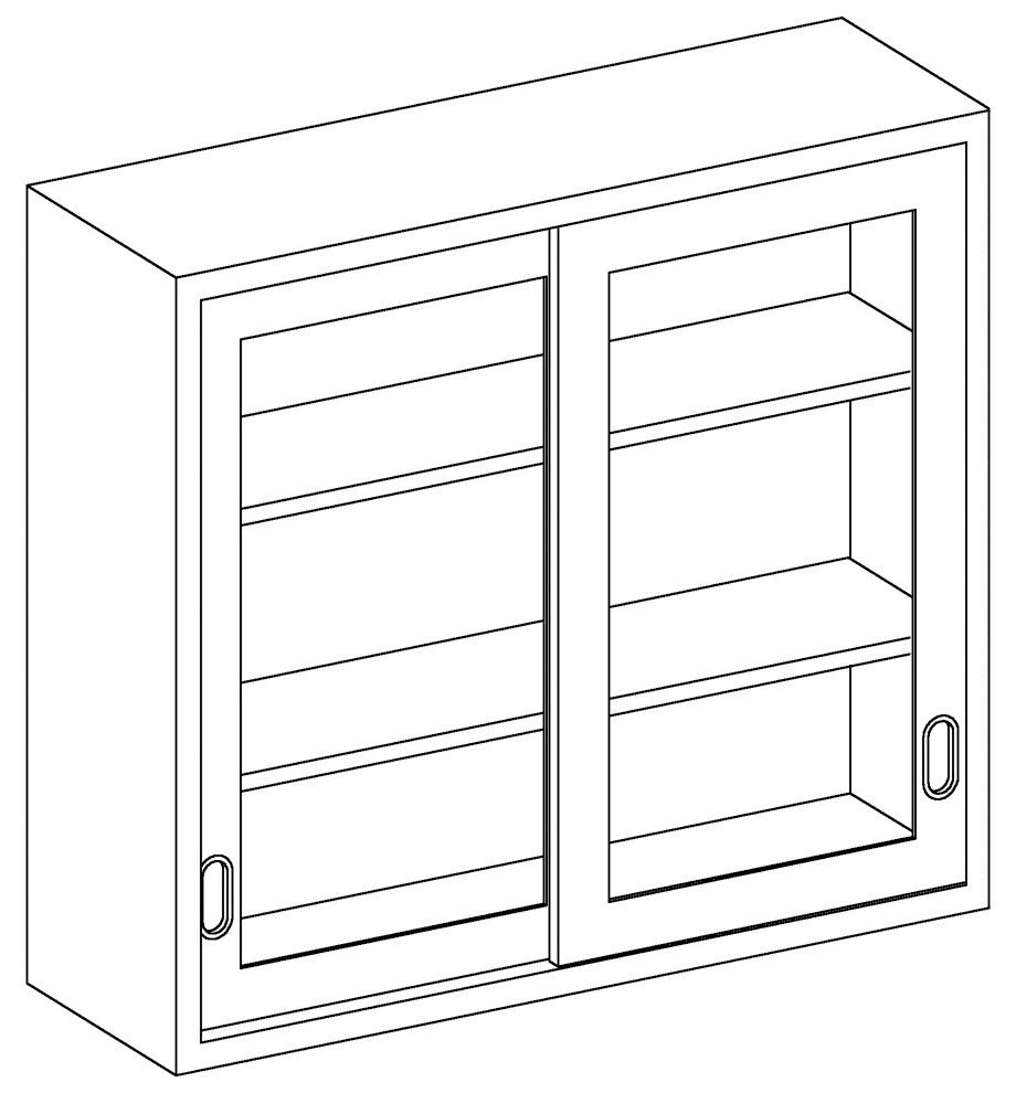 Stainless Steel Wall Cabinet with Glazed Sliding Doors by Blickman