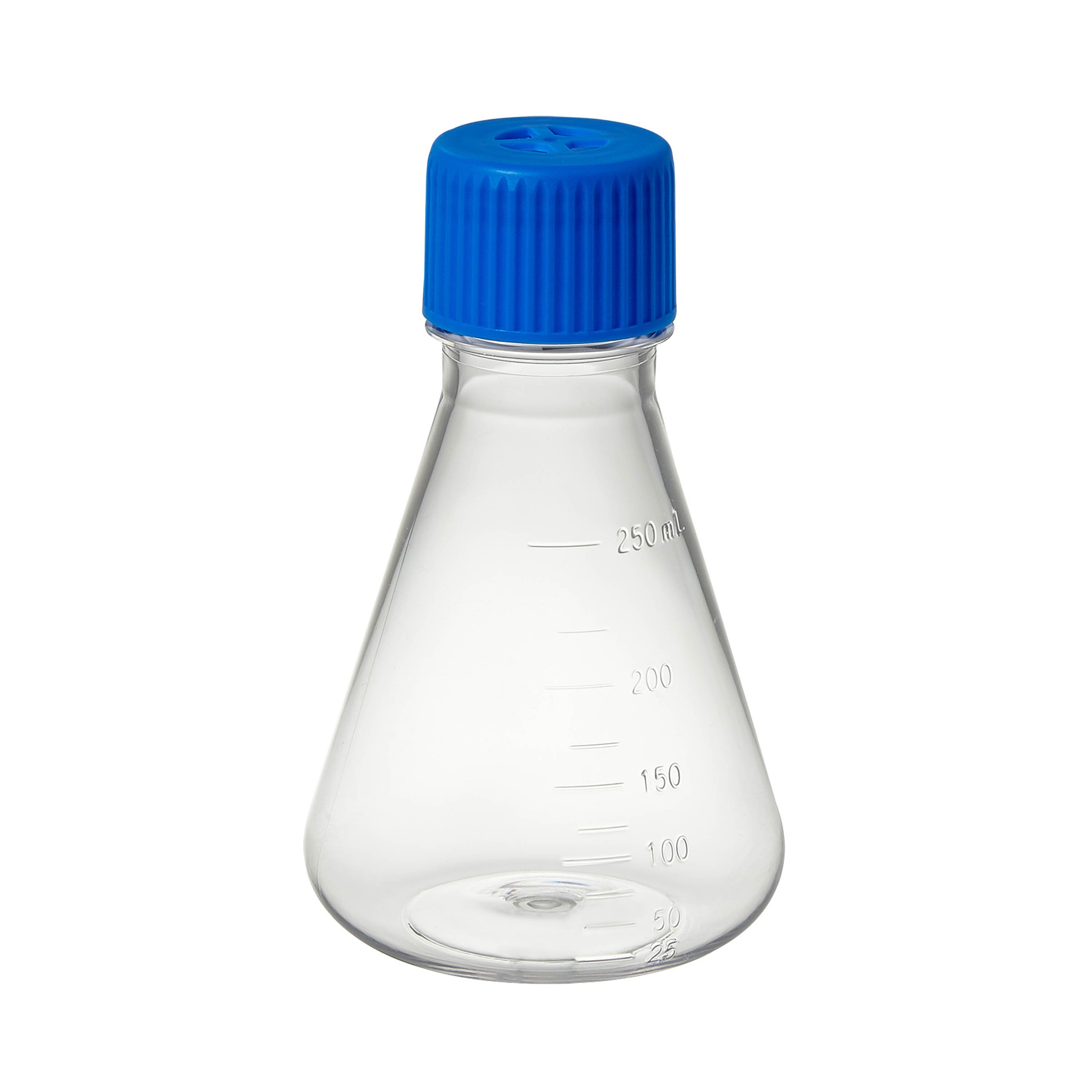 Erlenmeyer Flask, PETG, with PP Vented Screw Cap, Flat Bottom - 250mL (Case of 12)