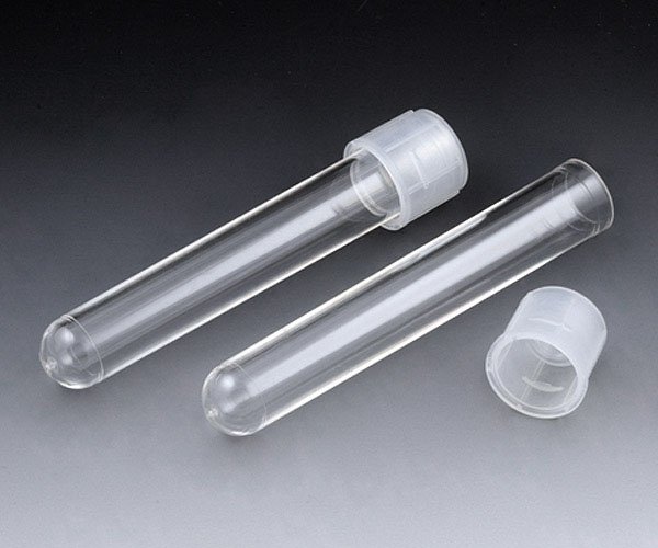 12mm x 75mm (5mL) Culture Tubes with Separate Dual Position Cap - Polystyrene
