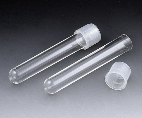 12x75mm (5mL) Sterile Culture Tubes with Attached Dual Position Cap - Polystyrene