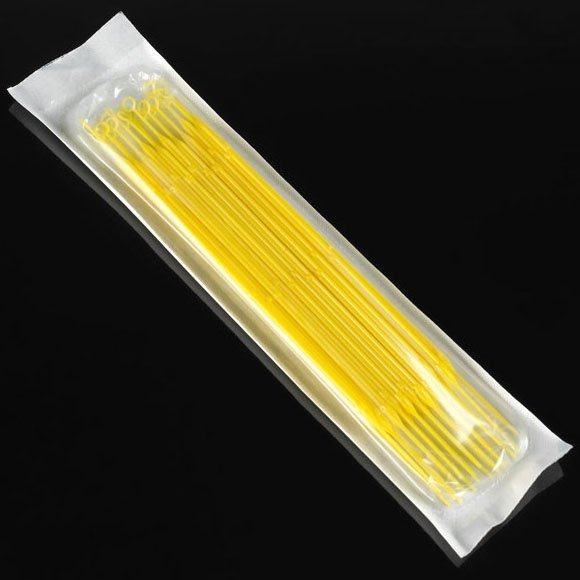Inoculation Loop with Needle - 10uL - Rigid - Polystyrene - Sterile - Yellow - Case of 500 (20/Peel Pack - 25 Packs/Case)