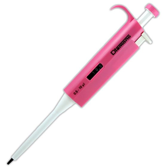 Diamond Pipettor - Single Channel Adjustable Volume 0.5uL - 10uL - Pink