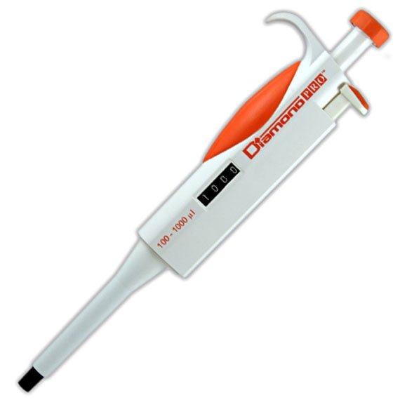 DiamondPRO Pipettors - Single Channel Adjustable Volume 100uL - 1000uL - Orange