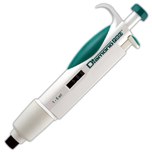 DiamondPRO Pipettors - Single Channel Adjustable Volume 1000uL - 5000uL (1mL-5mL) - Light Green