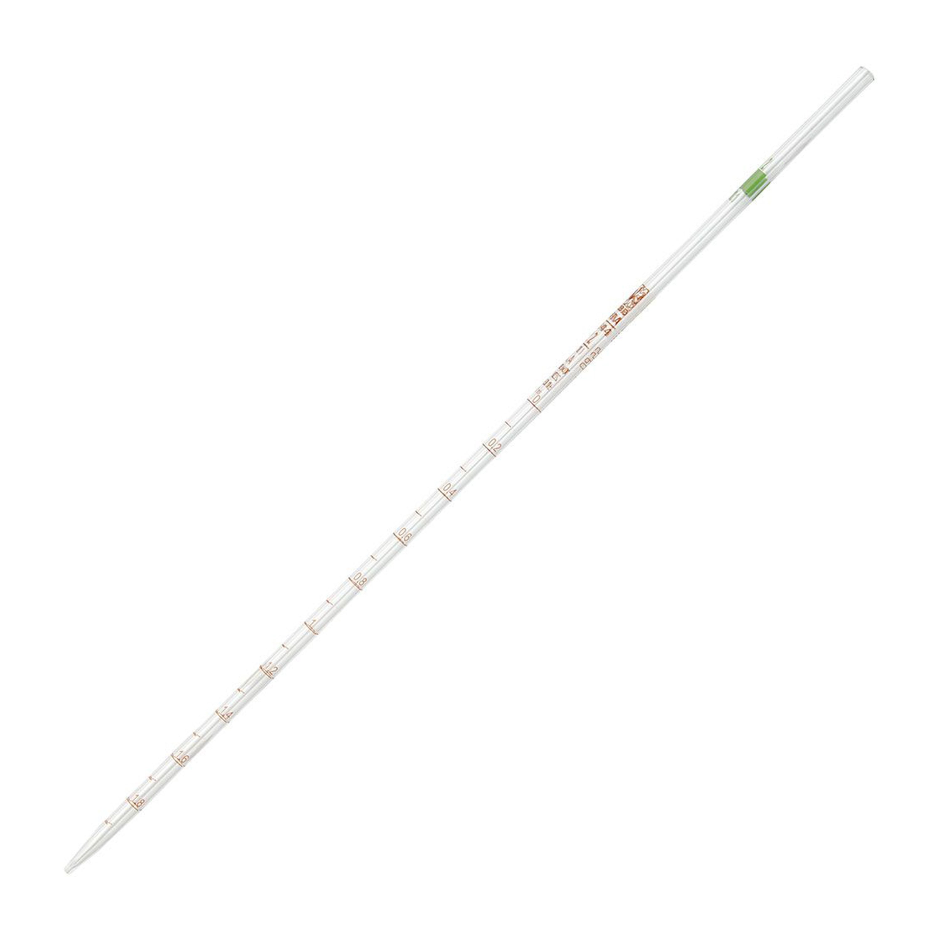 Globe Glass™ Class A Reusable Serological Pipette with 0.1 Graduation - 2 mL, Green Band (Box of 6)