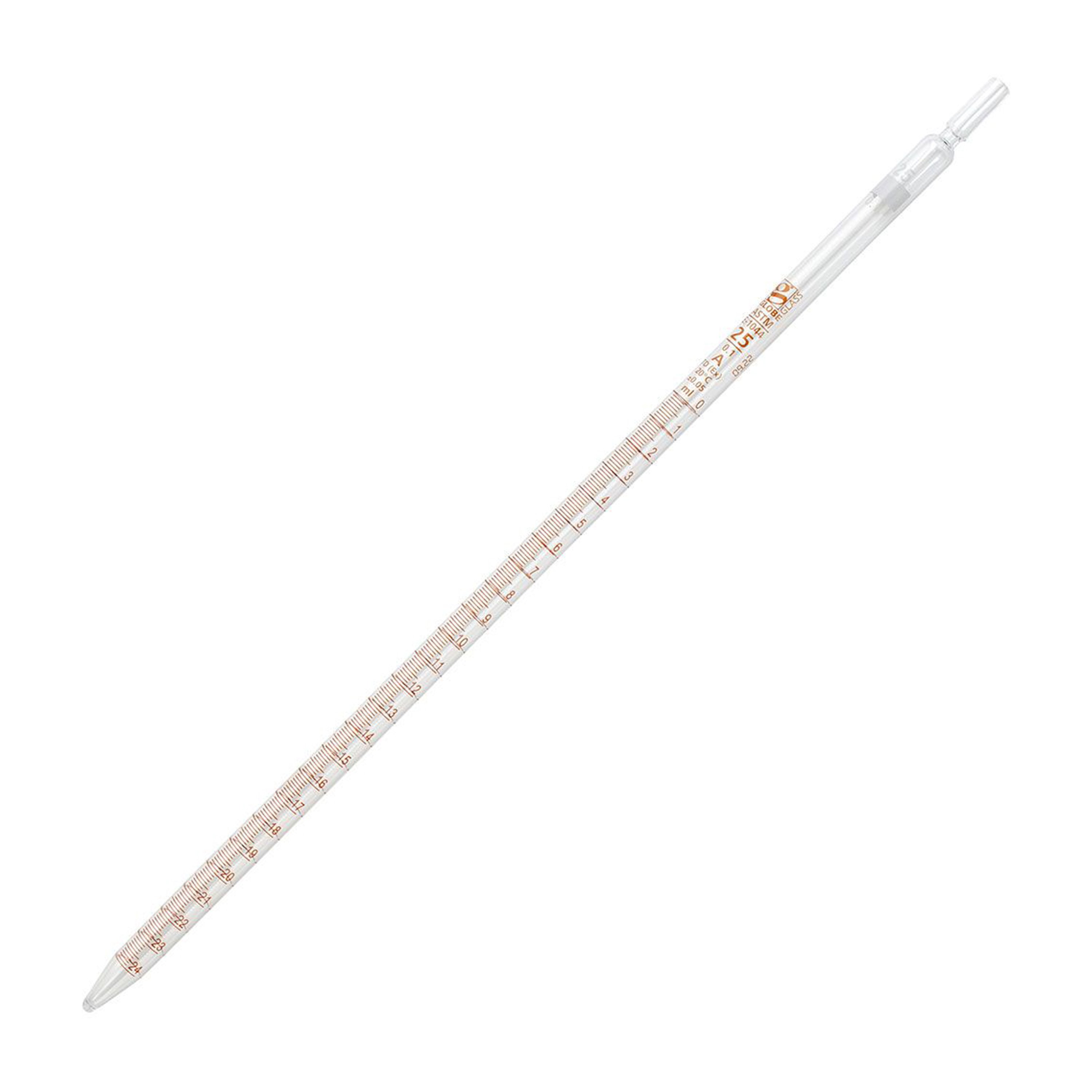 Globe Glass™ Class A Reusable Serological Pipette with 0.1 Graduation - 25 mL, White Band (Box of 6)