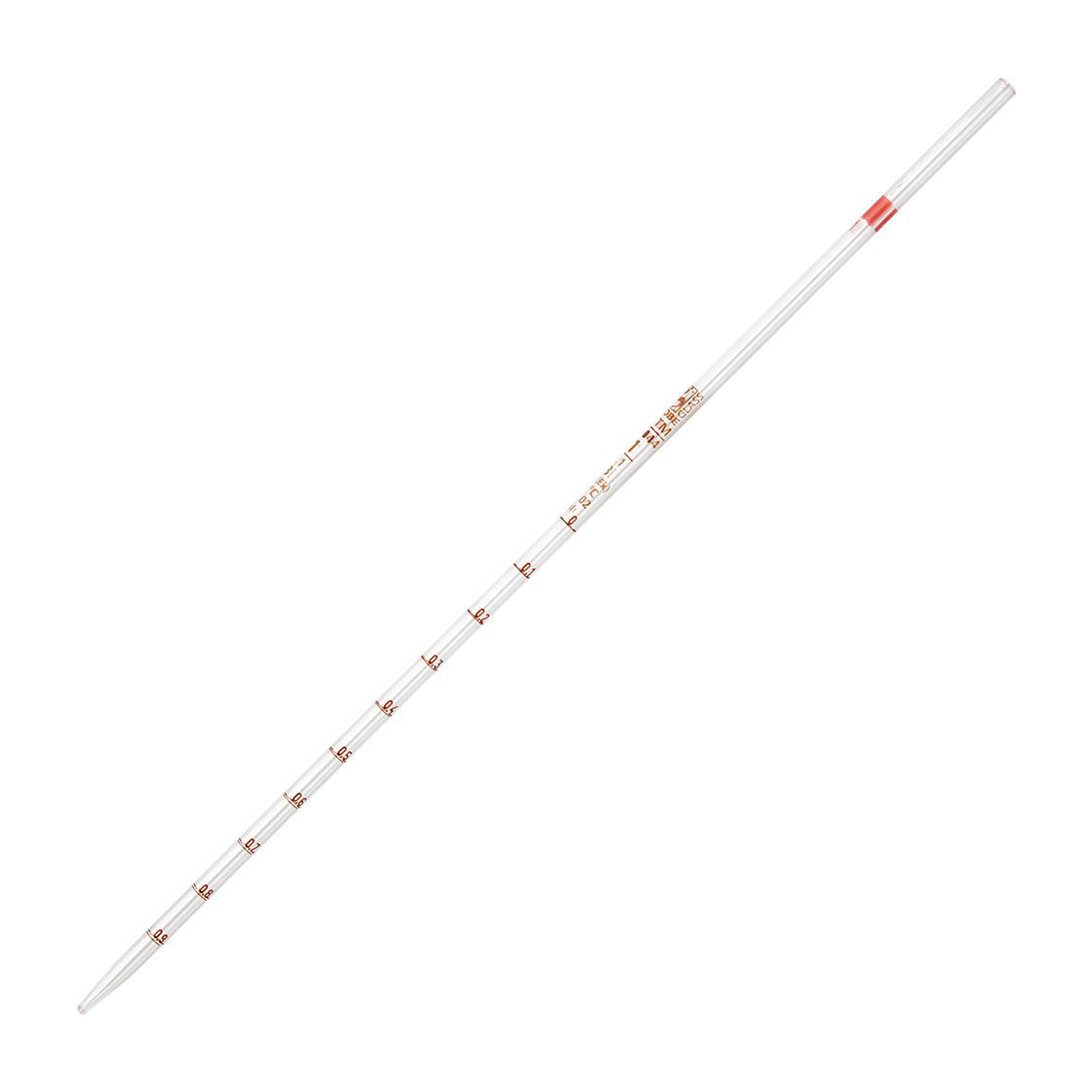 Globe Glass™ Class B Reusable Serological Pipette with 0.1 Graduation - 1 mL, Red Band (Box of 6)
