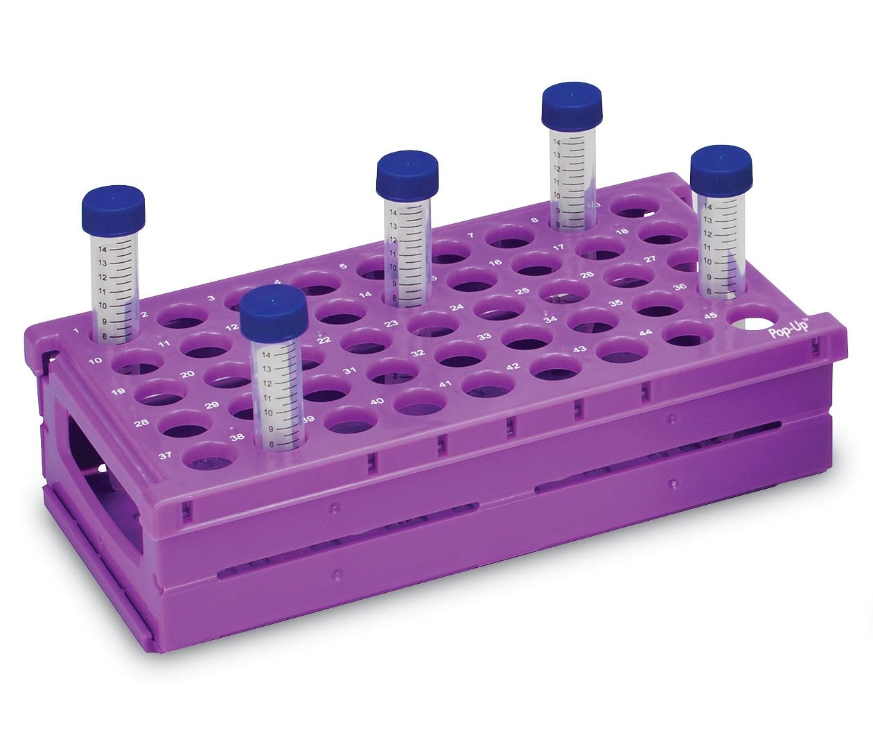 Pop-Up Rack for 15 mL Tubes (45-Well) - Purple