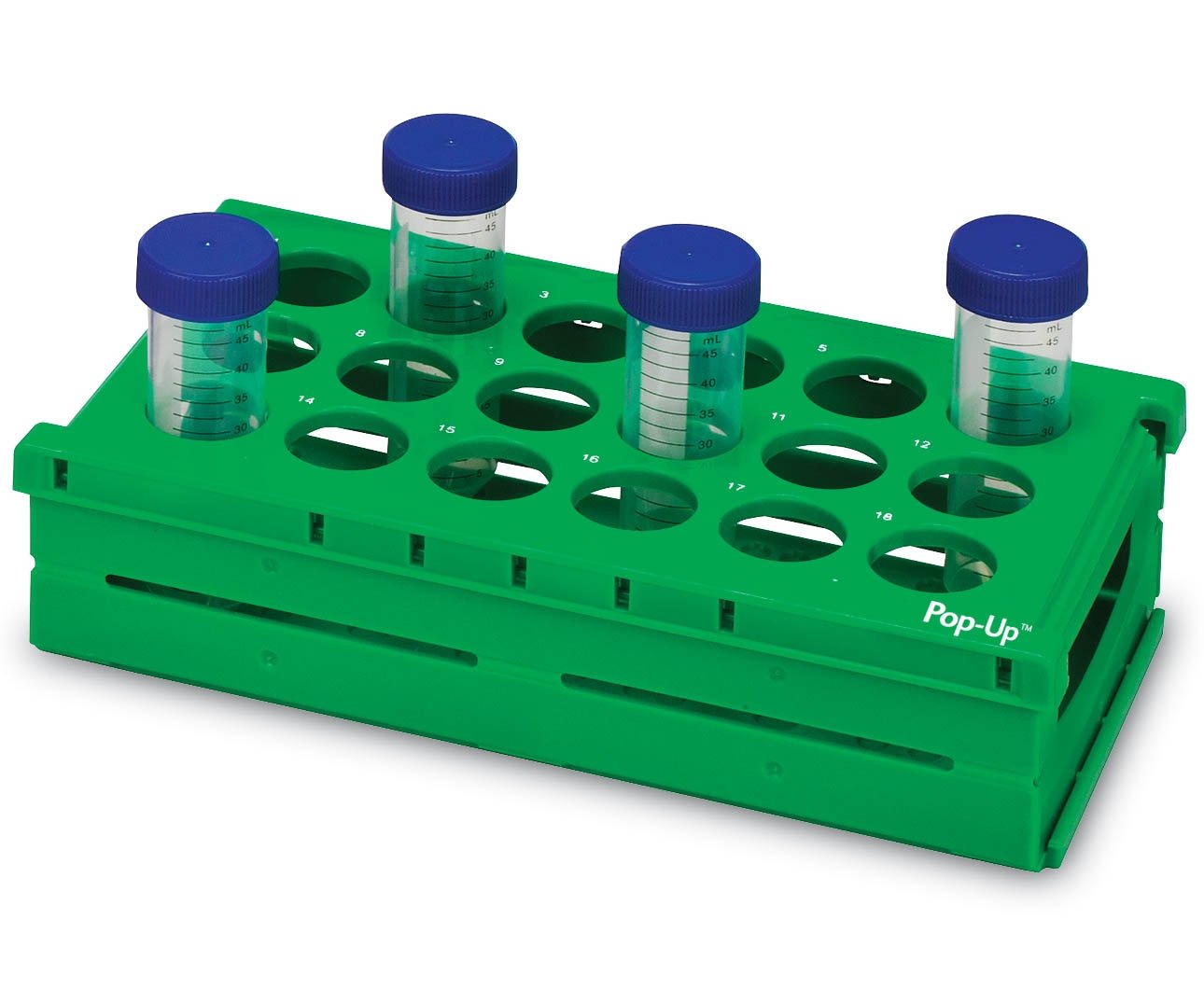 Pop-Up Rack for 50 mL Tubes (18-Well) - Green