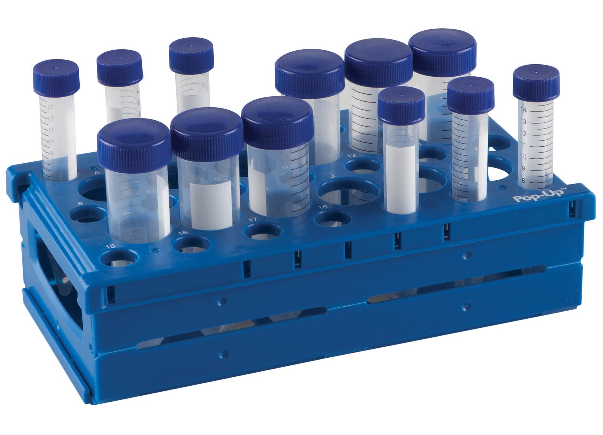 Pop-Up Rack for 15mL Tubes (21-Well) & 50mL Tubes (12-Well) - Blue