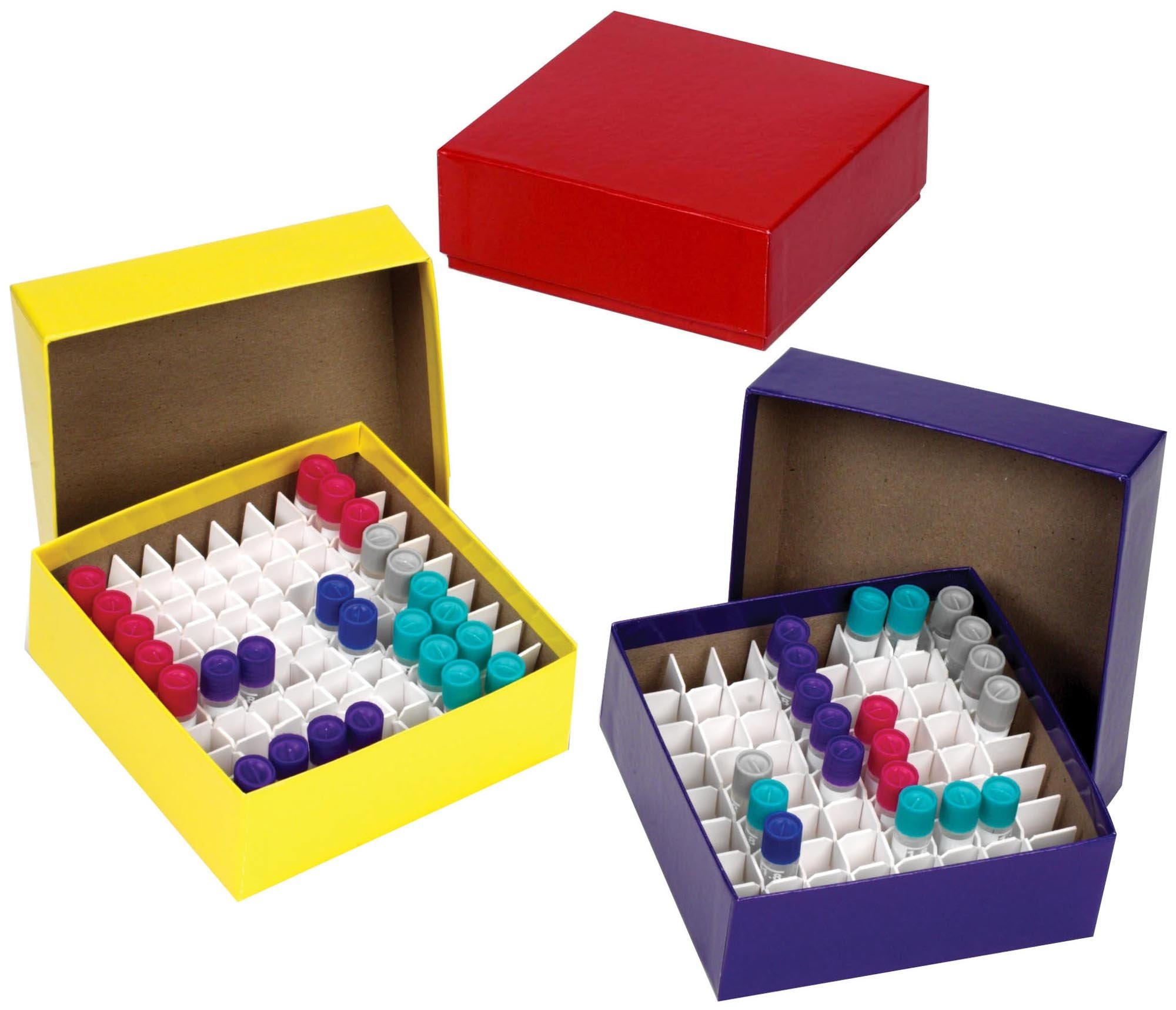 Cardboard Cryogenic Vial Assorted Color Box & Lid