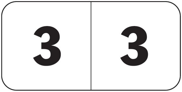 Jeter 4500 Match JBWM Series Numeric Roll Labels - Number 3 - White