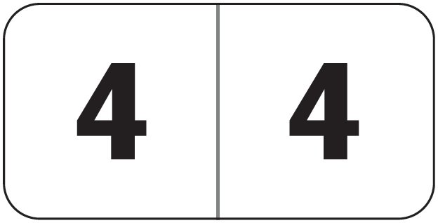 Jeter 4500 Match JBWM Series Numeric Roll Labels - Number 4 - White