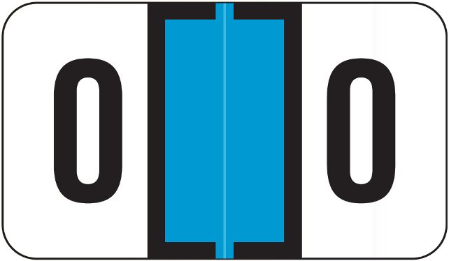 Jeter 2600 Match JENM Series Numeric Roll Labels - Number 0 - Light Blue