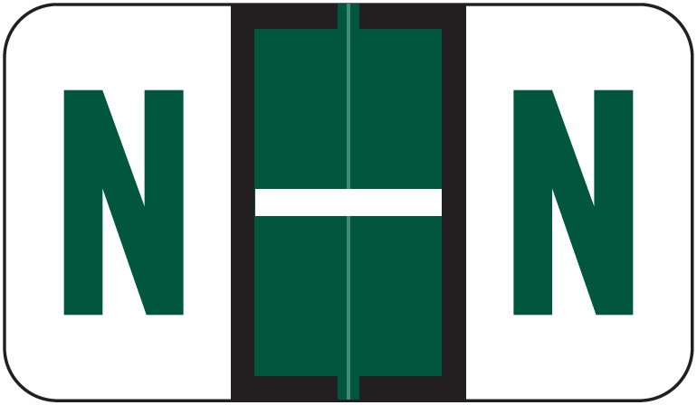 Jeter Tab 5100 Match JRAM Series Alpha Roll Labels - Letter N - Dark Green