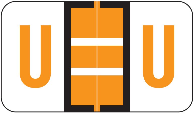 Jeter Tab 5100 Match JRAM Series Alpha Roll Labels - Letter U - Light Orange