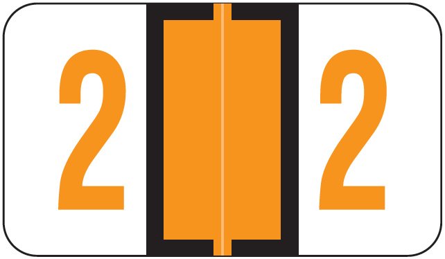 Jeter 6100/Tab Match JRNM Series Numeric Roll Labels - Number 2 - Light Orange