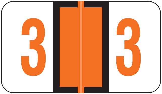 Jeter 6100/Tab Match JRNM Series Numeric Roll Labels - Number 3 - Dark Orange