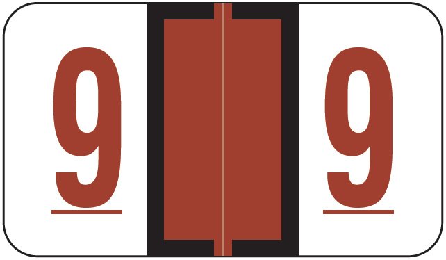 Jeter 6100/Tab Match JRNM Series Numeric Roll Labels - Number 9 - Brown