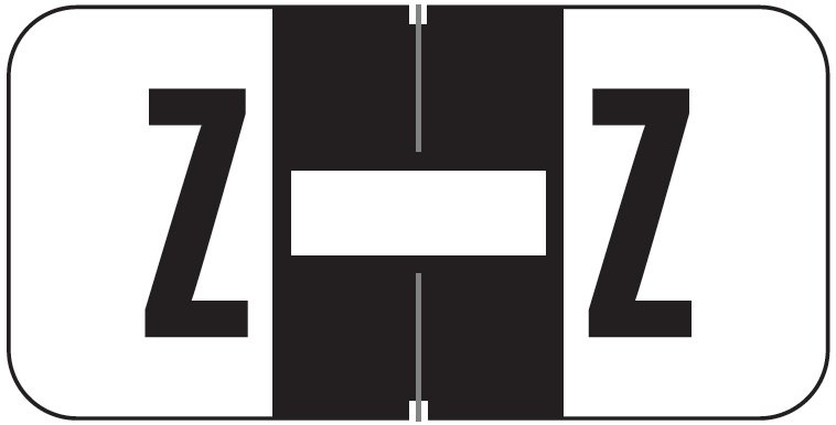 Jeter 2900 Match JSAM Series Alpha Roll Labels - Letter Z - Black and White