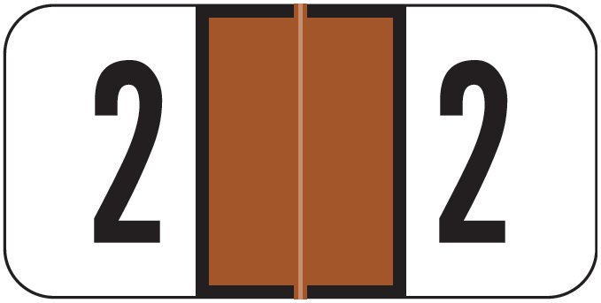 Jeter 3000 Match JSNM Series Numeric Roll Labels - Number 2 - Brown