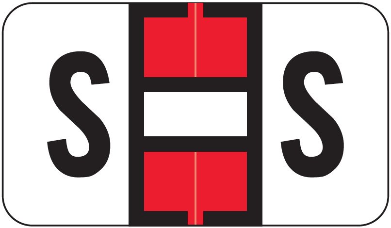 Jeter 7200 Match JTAM Series Alpha Roll Labels - Letter S - Red and White