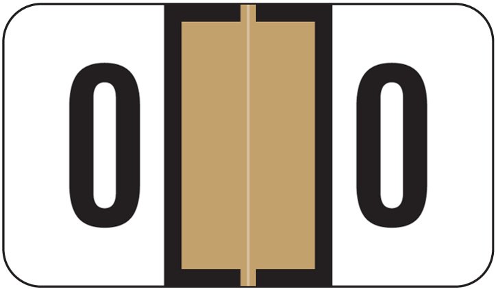 Jeter 7300 Match JTNM Series Numeric Roll Labels - Number 0 - Tan
