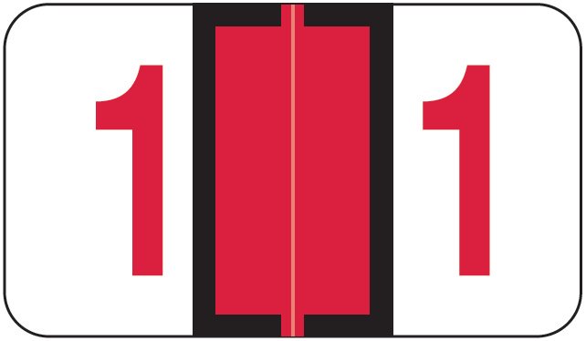 Jeter 6190 Match JXNM Series Numeric Roll Labels - Number 1 - Red